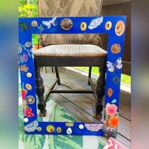 Artistic Blue Picture Frame with Colorful Accents